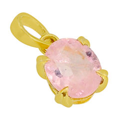 3.83cts natural pink morganite oval 925 sterling silver gold pendant y74582