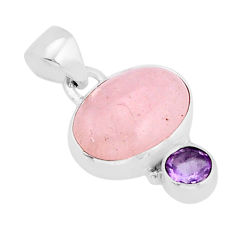 6.66cts natural pink morganite oval amethyst 925 sterling silver pendant y66462