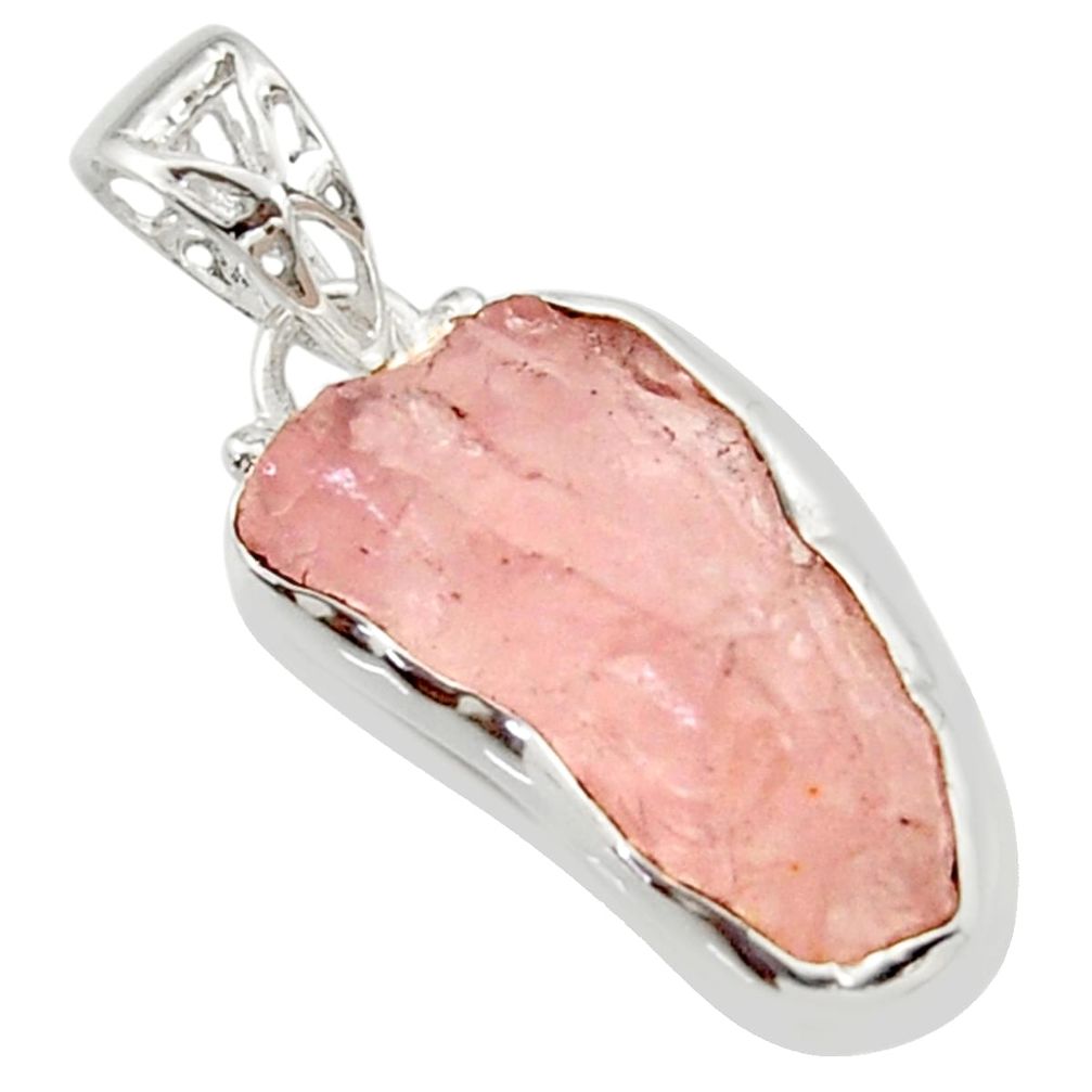 12.15cts natural pink morganite rough 925 sterling silver pendant jewelry r29870