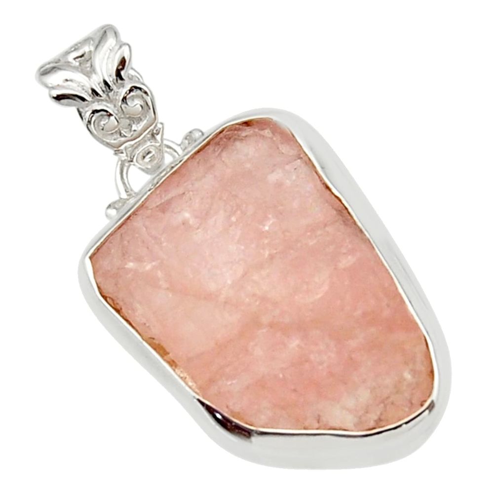 15.65cts natural pink morganite rough 925 sterling silver pendant jewelry r29871