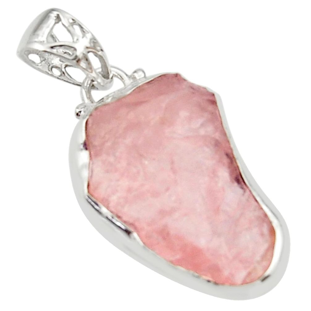 12.07cts natural pink morganite rough 925 sterling silver pendant jewelry r29877