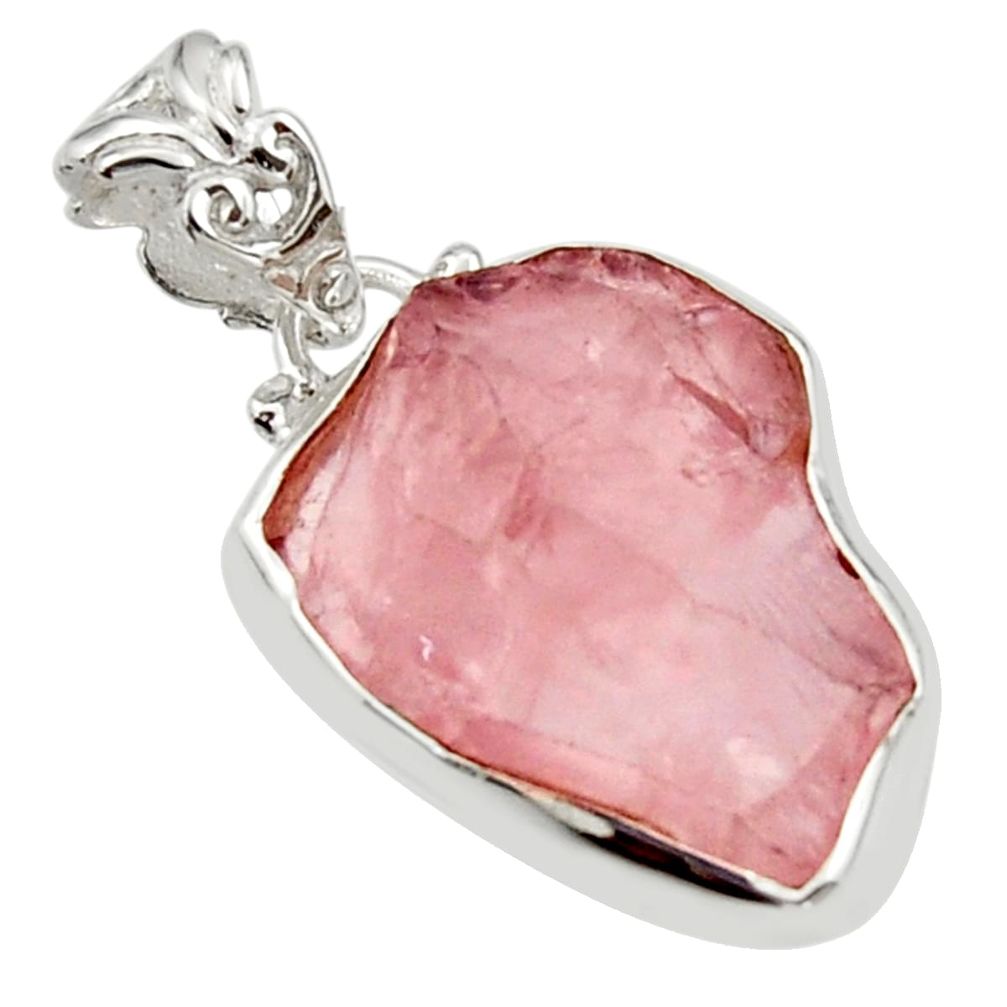 12.22cts natural pink morganite rough 925 sterling silver pendant jewelry r29879