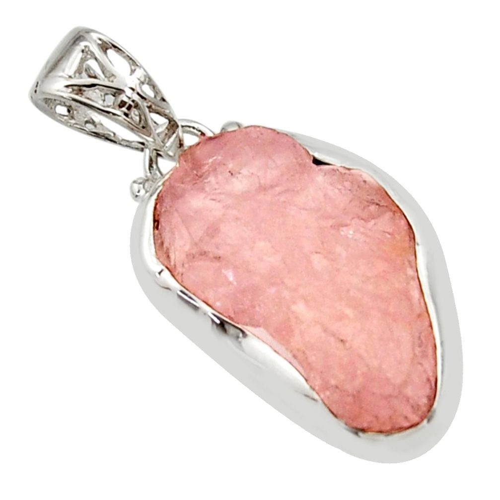 12.18cts natural pink morganite rough 925 sterling silver pendant jewelry r29880