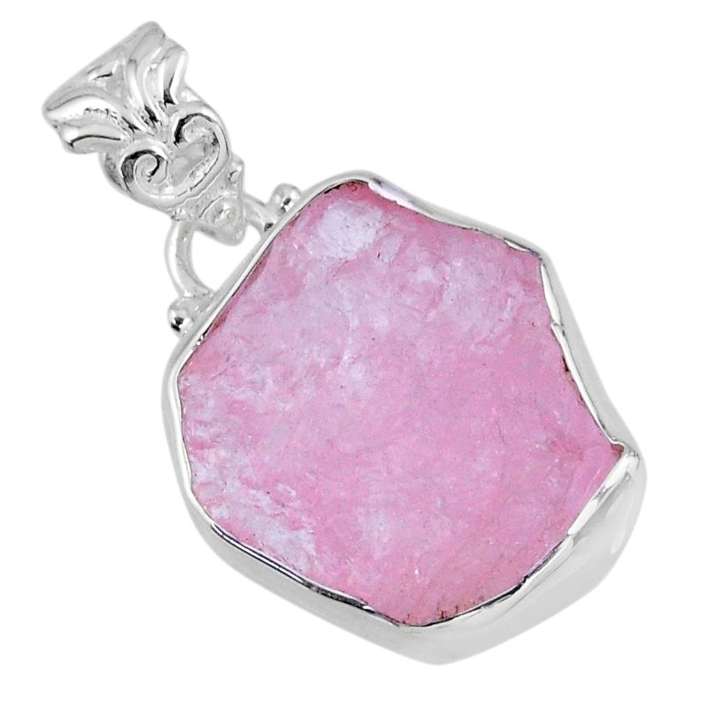 11.16cts natural pink morganite rough 925 sterling silver pendant jewelry r56611