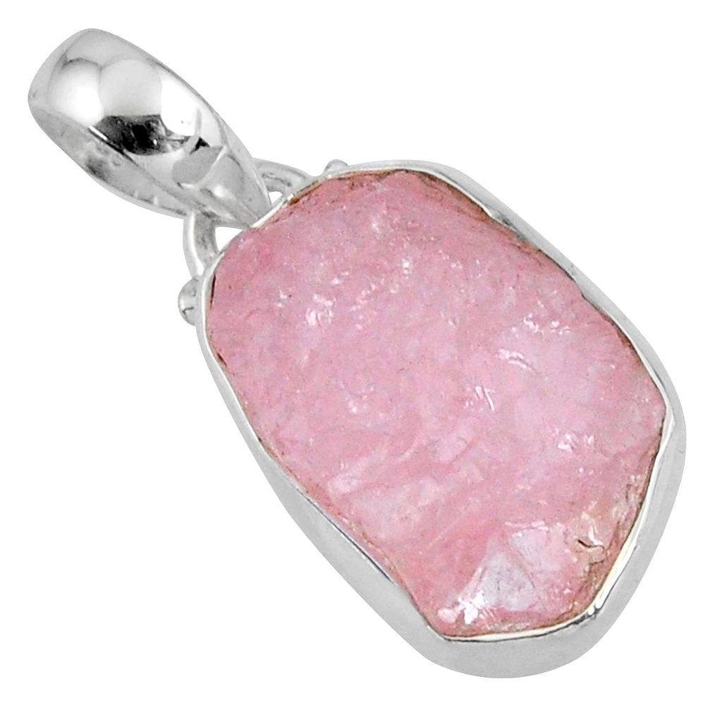 10.75cts natural pink morganite rough 925 sterling silver pendant jewelry r56612