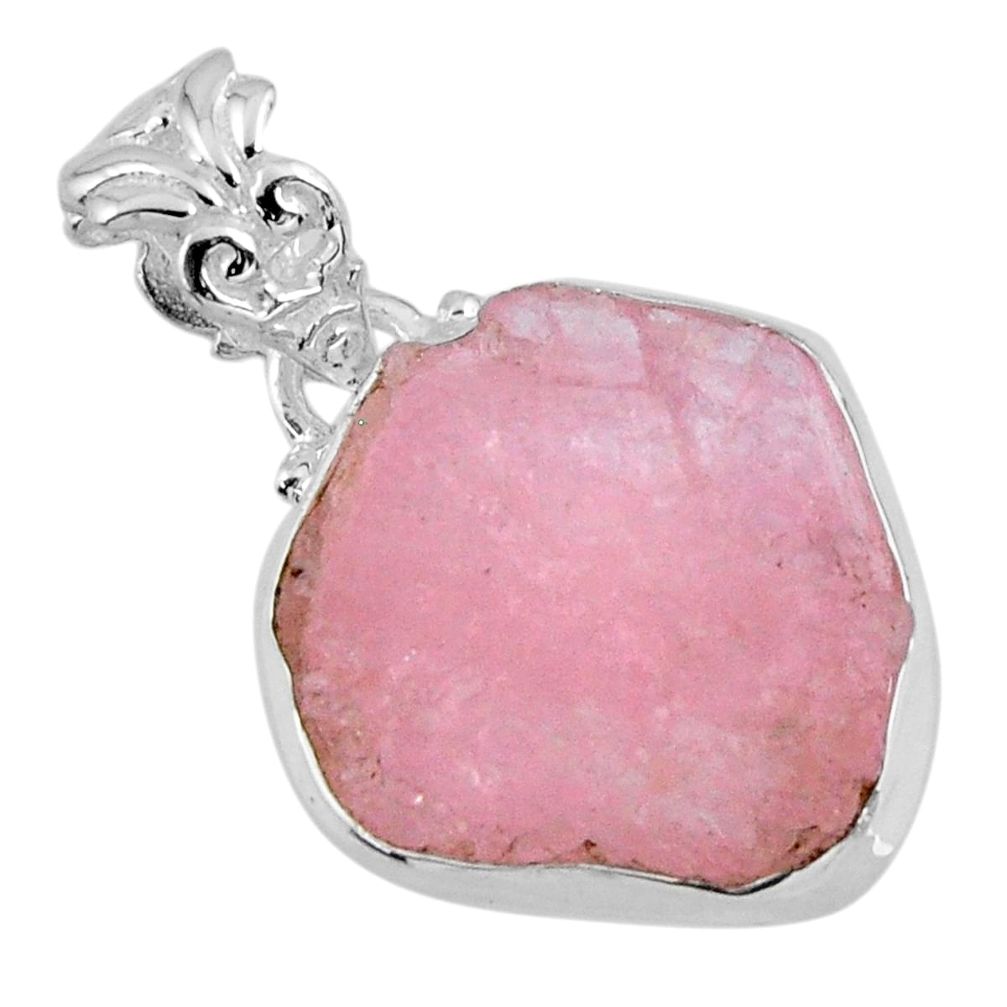 11.66cts natural pink morganite rough 925 sterling silver pendant jewelry r56615