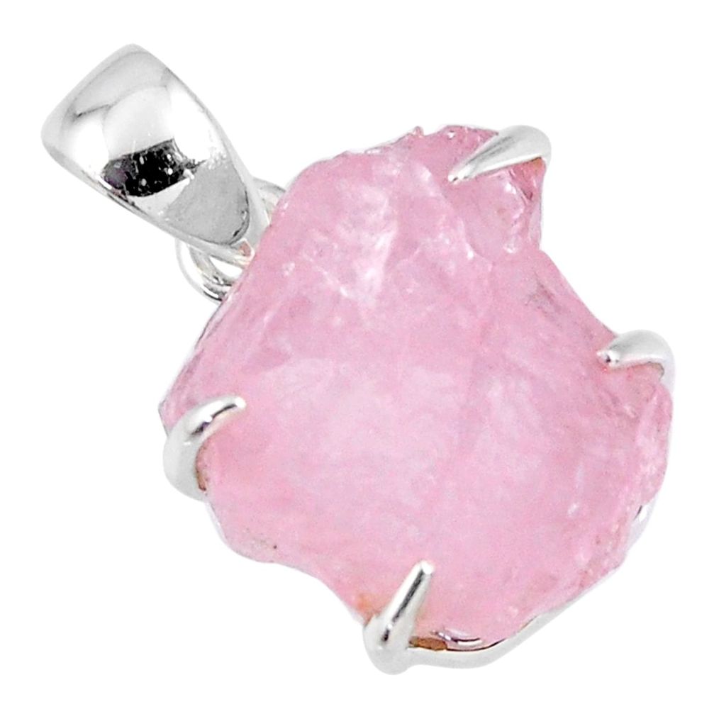 15.90cts natural pink morganite rough 925 sterling silver pendant jewelry r56733