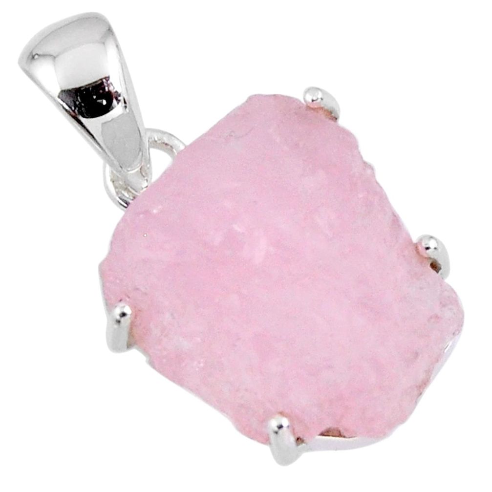 15.36cts natural pink morganite rough 925 sterling silver pendant jewelry r56734