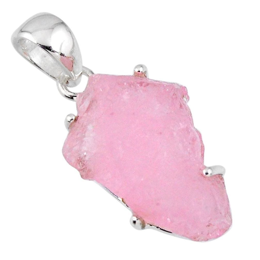 14.20cts natural pink morganite rough 925 sterling silver pendant jewelry r56737