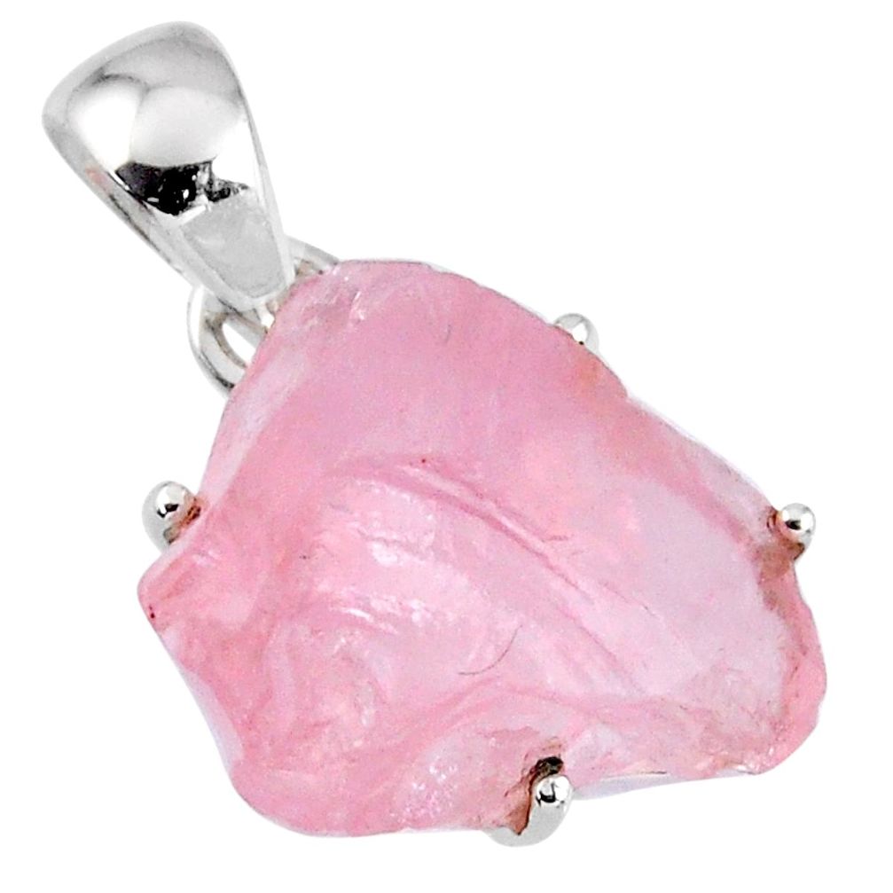 13.55cts natural pink morganite rough 925 sterling silver pendant jewelry r56739