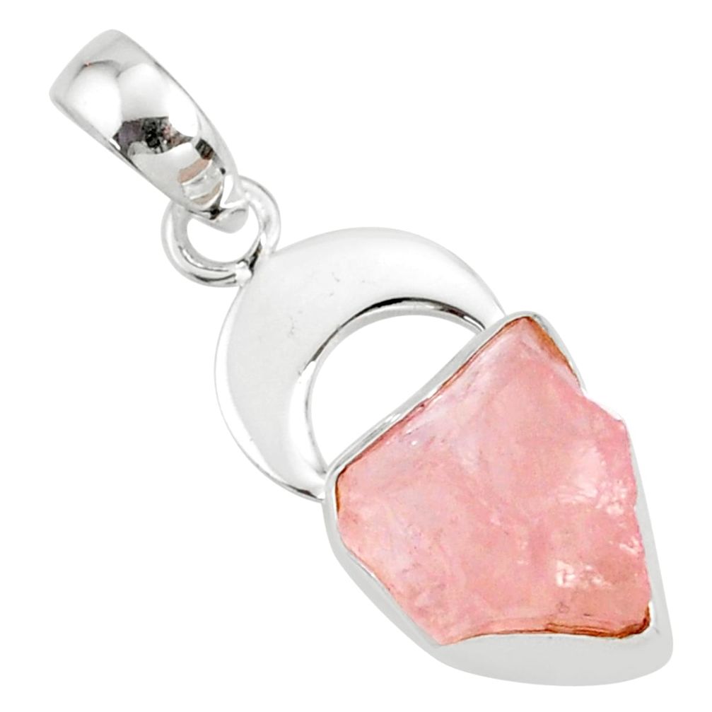 7.04cts natural pink morganite rough 925 sterling silver handmade pendant r81031