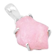 7.55cts natural pink morganite rough 925 sterling silver pendant jewelry u41821