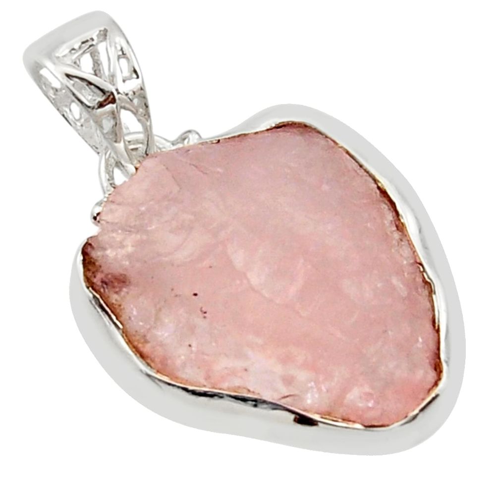 13.15cts natural pink morganite rough fancy 925 sterling silver pendant r29875