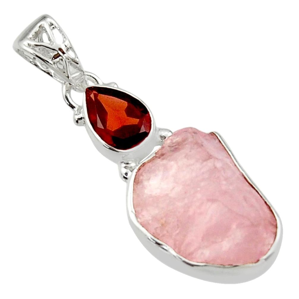 12.22cts natural pink morganite rough garnet 925 sterling silver pendant r29798