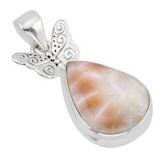 11.11cts natural pink natrolite 925 sterling silver butterfly pendant y68459