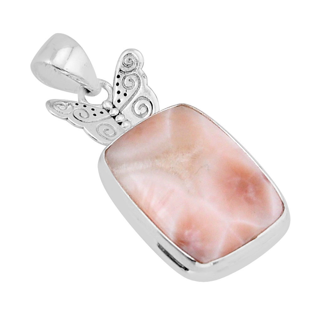 12.50cts natural pink natrolite 925 sterling silver butterfly pendant y68472