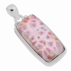 9.77cts natural pink natrolite baguette sterling silver pendant jewelry n37036