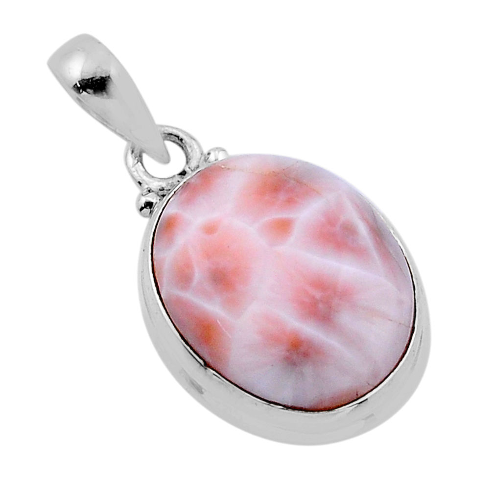 8.72cts natural pink natrolite oval 925 sterling silver pendant jewelry n53221