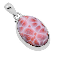 8.64cts natural pink natrolite oval 925 sterling silver pendant jewelry n53238
