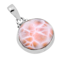7.79cts natural pink natrolite round 925 sterling silver pendant jewelry n53227