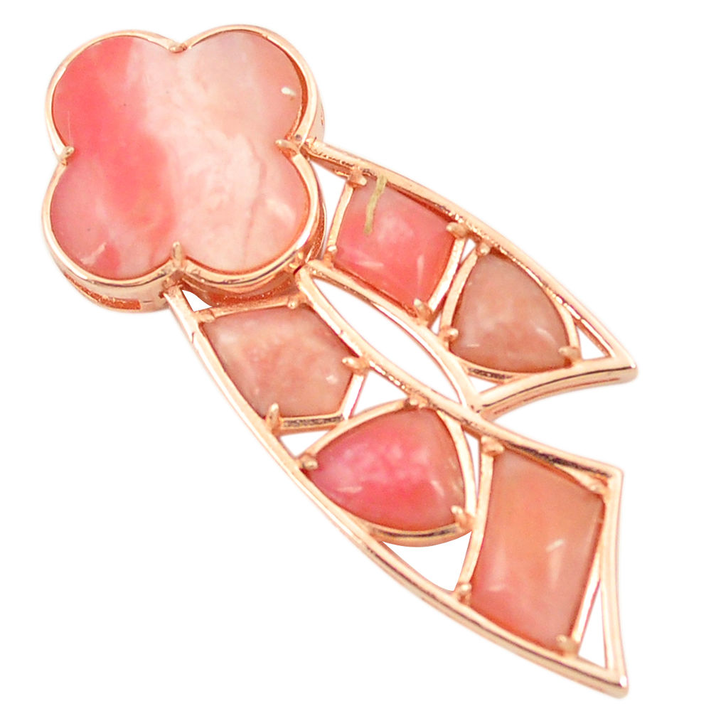 LAB Natural pink opal 925 sterling silver 14k gold pendant jewelry a76557 c13961