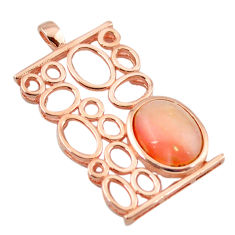 LAB Natural pink opal 925 sterling silver 14k rose gold pendant a68349 c14048