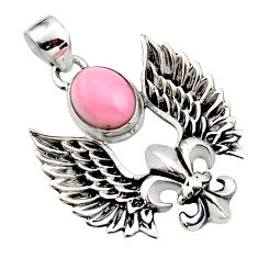 Clearance Sale- 4.45cts natural pink opal 925 sterling silver feather charm pendant r52888