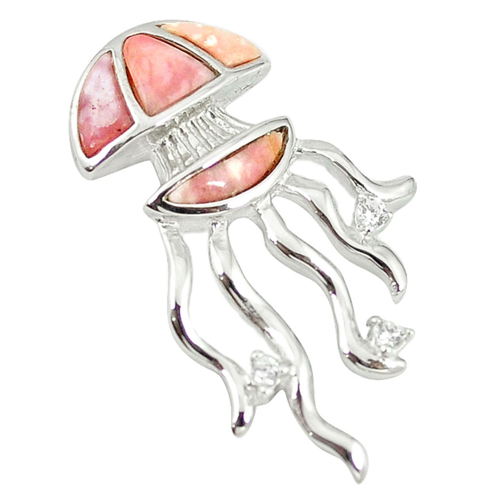 Natural pink opal 925 sterling silver octopus pendant jewelry a68316 c15367