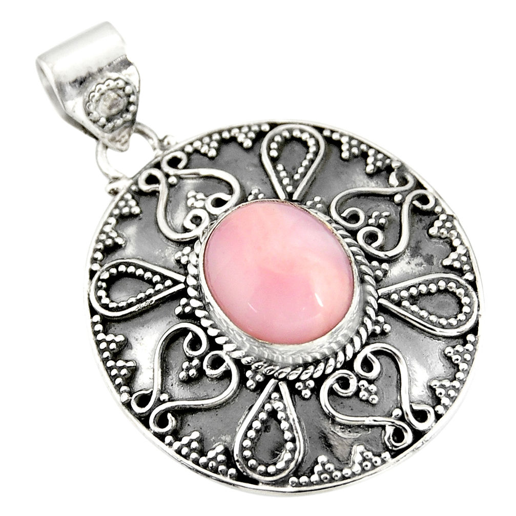 5.46cts natural pink opal 925 sterling silver pendant jewelry r20266