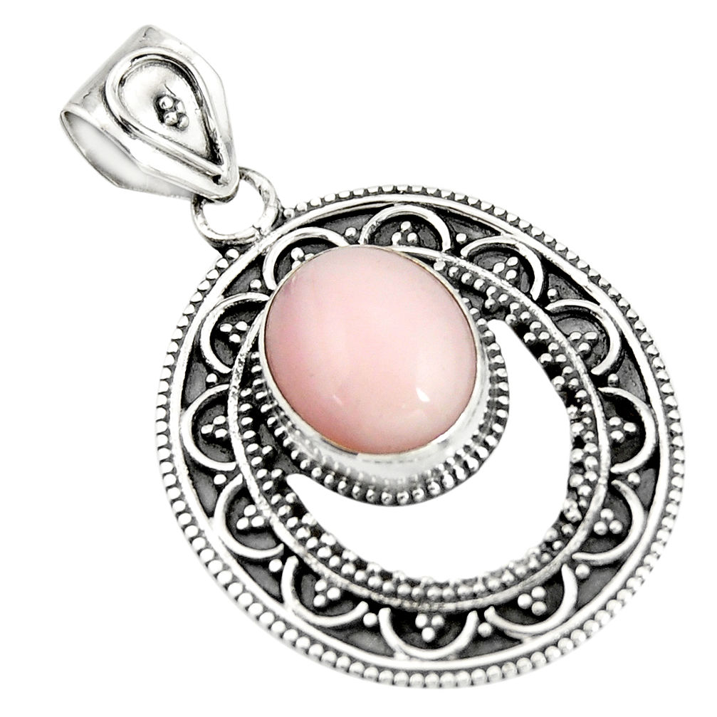 5.12cts natural pink opal 925 sterling silver pendant jewelry r20271