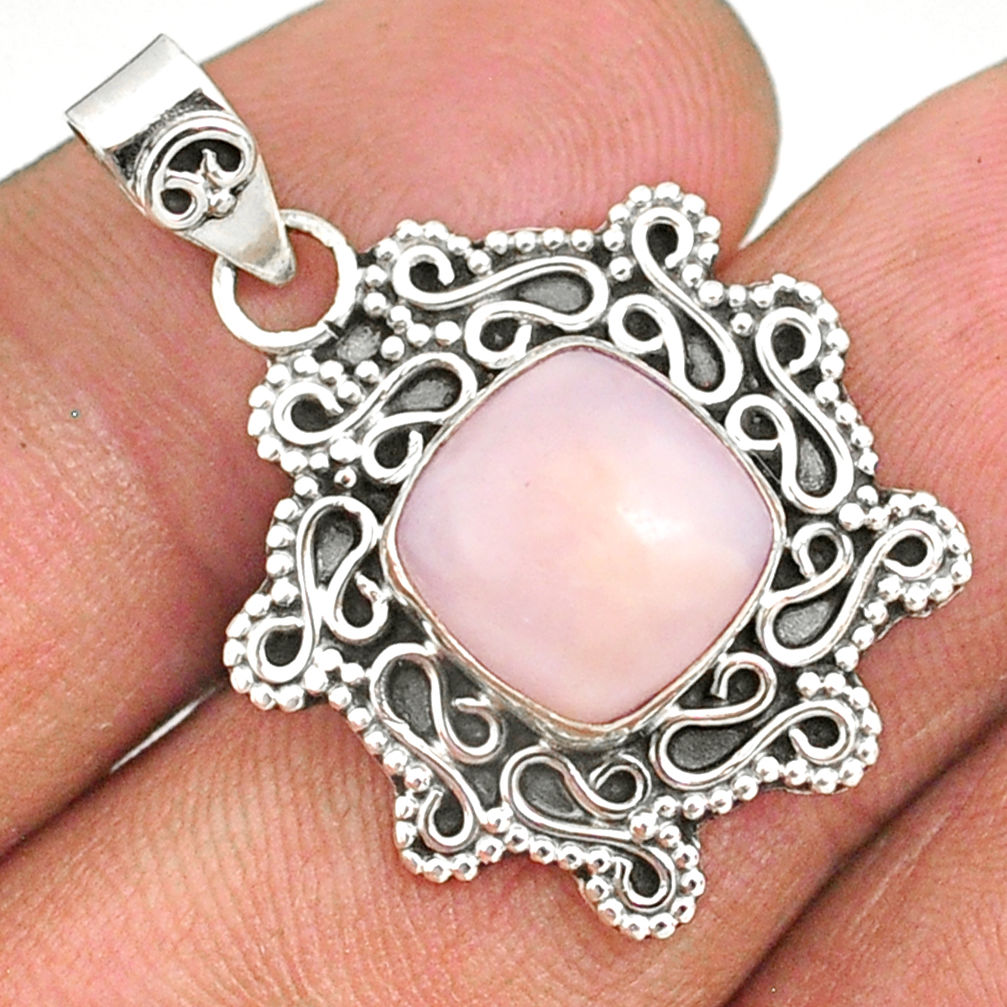 4.67cts natural pink opal 925 sterling silver handmade pendant r85088