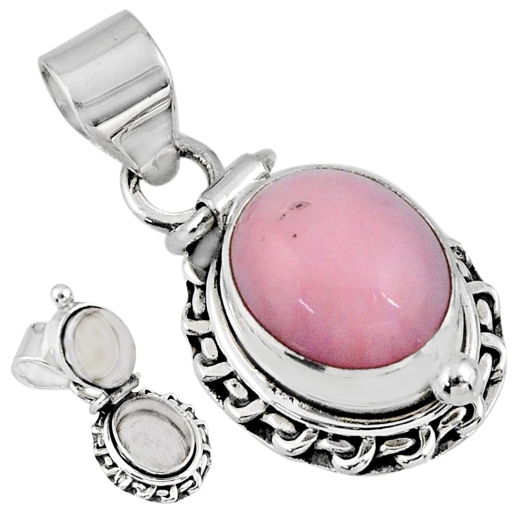 5.09cts natural pink opal 925 sterling silver poison box pendant jewelry r55583