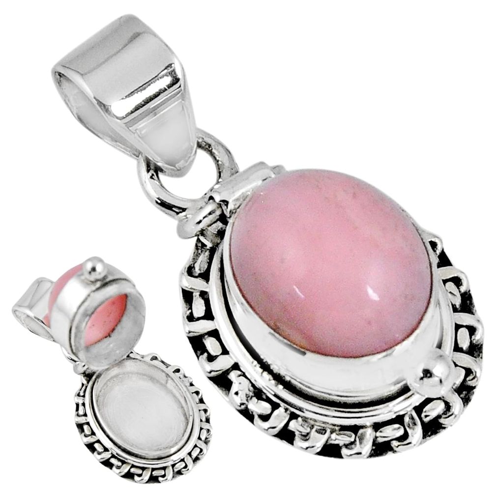 5.09cts natural pink opal 925 sterling silver poison box pendant jewelry r55607