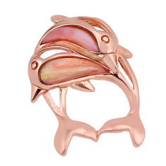3.06cts natural pink opal 925 sterling silver rose gold dolphin pendant y63316