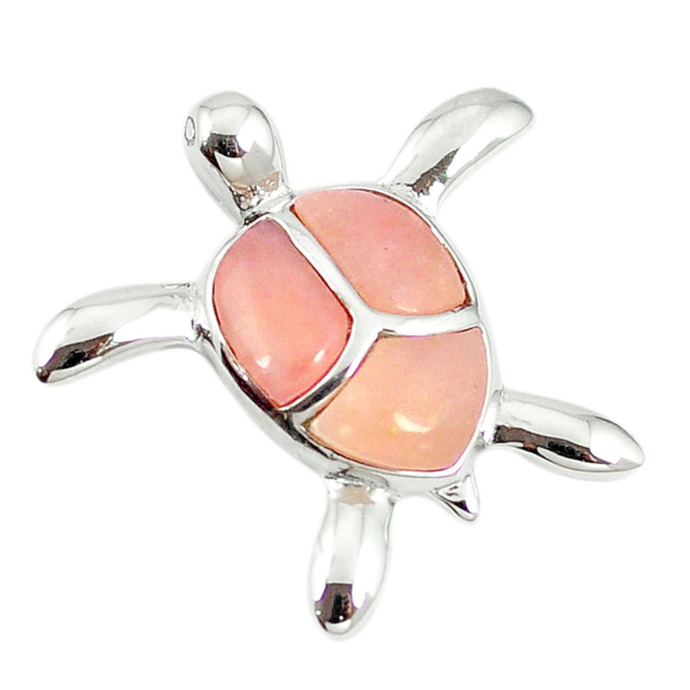 Natural pink opal 925 sterling silver turtle pendant jewelry a68572 c14003