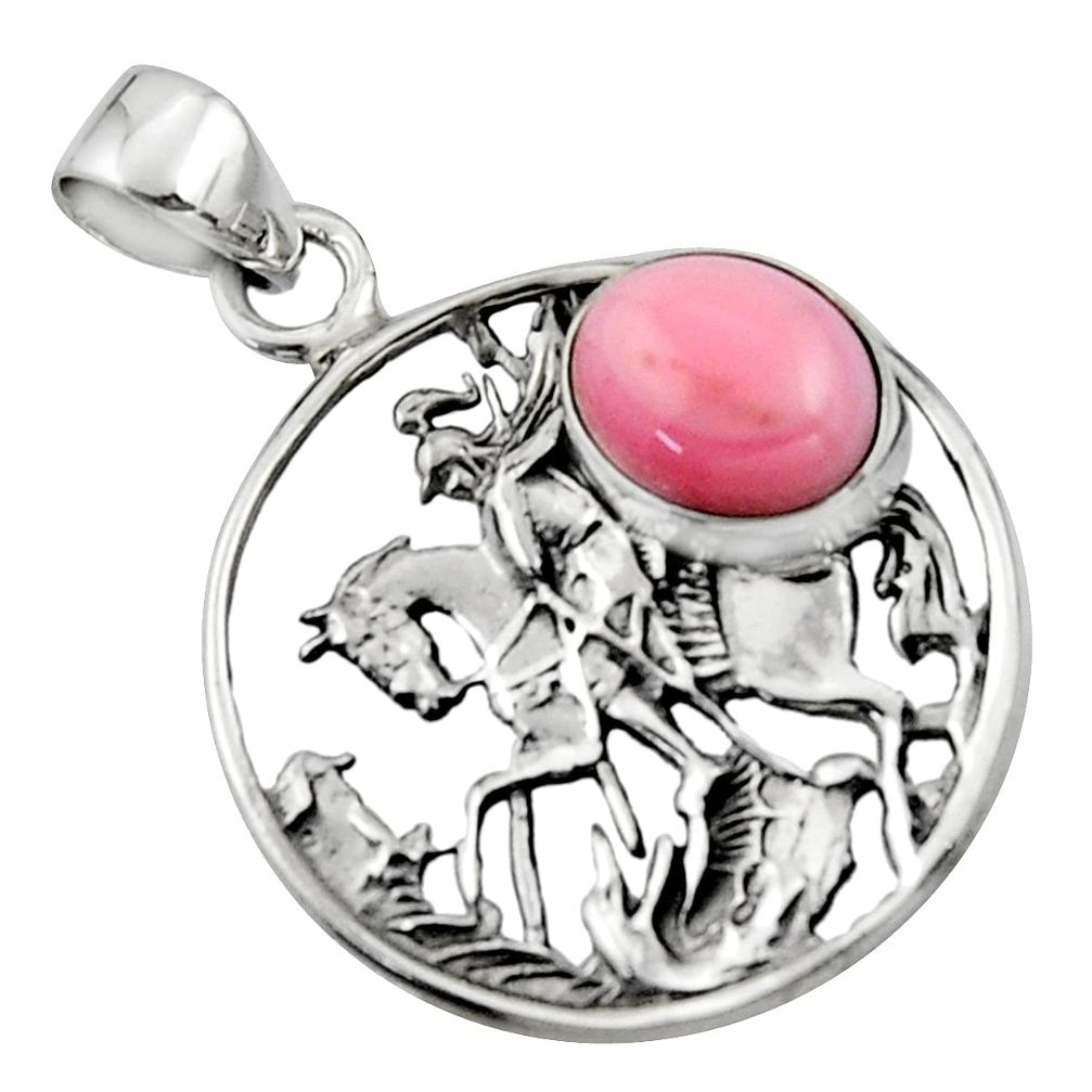 4.37cts natural pink opal 925 sterling silver unicorn pendant jewelry r52752