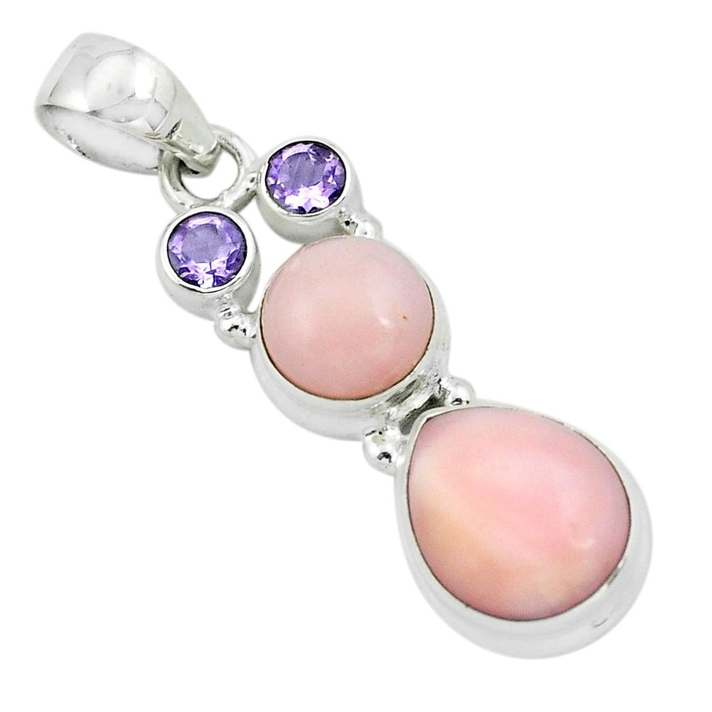 pink opal amethyst 925 sterling silver pendant jewelry p67401