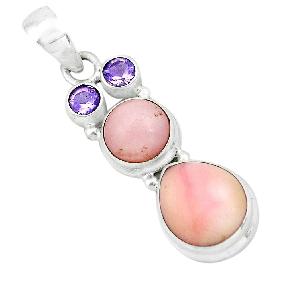 7.61cts natural pink opal amethyst 925 sterling silver pendant jewelry p67407
