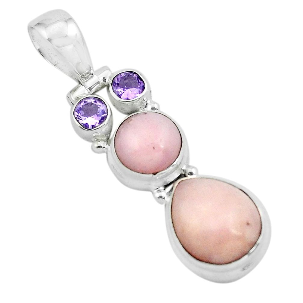 7.89cts natural pink opal amethyst 925 sterling silver pendant jewelry p67409