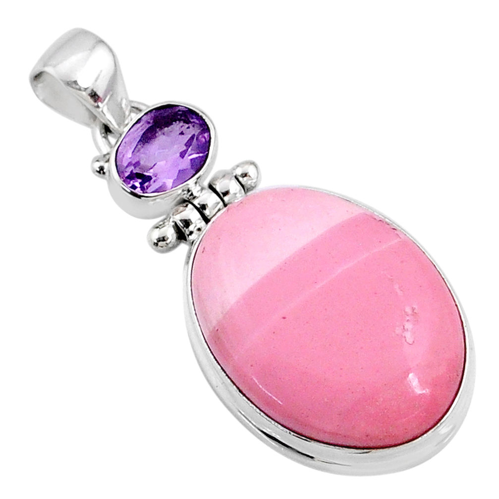 18.15cts natural pink opal amethyst 925 sterling silver pendant jewelry r66222