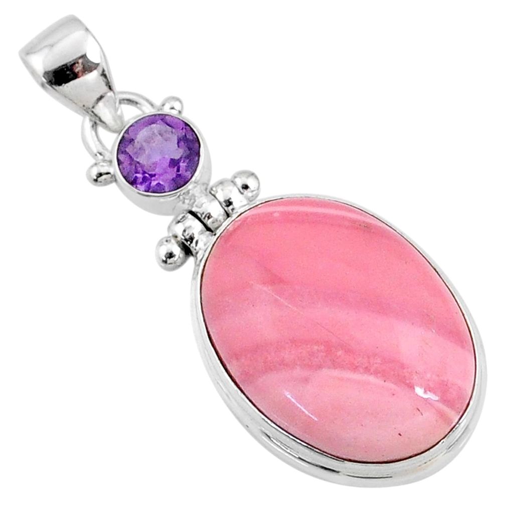 17.22cts natural pink opal amethyst 925 sterling silver pendant jewelry r66233