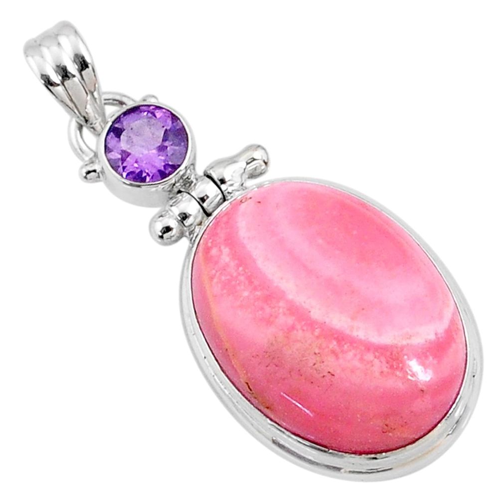 16.55cts natural pink opal amethyst 925 sterling silver pendant jewelry r66236