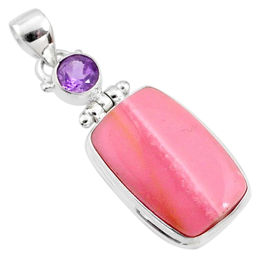 16.20cts natural pink opal amethyst 925 sterling silver pendant jewelry r66241
