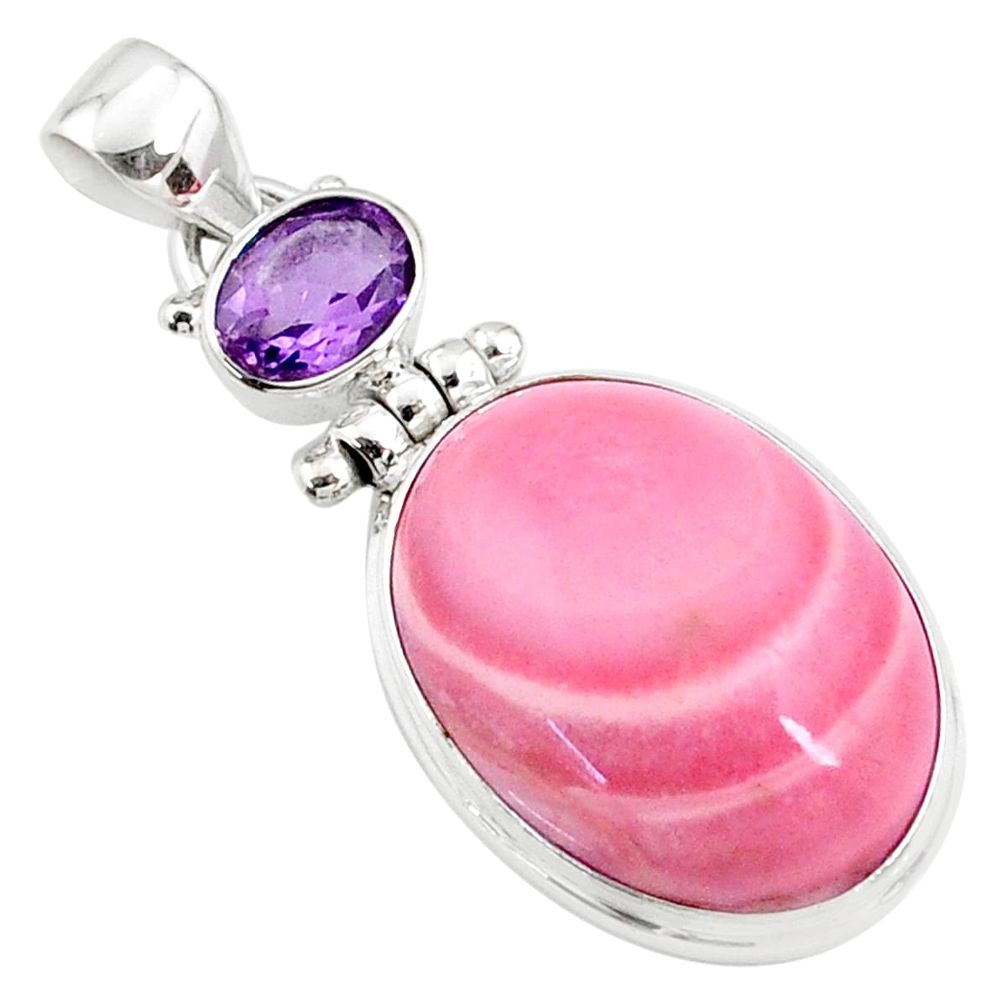 17.22cts natural pink opal amethyst 925 sterling silver pendant jewelry r66243