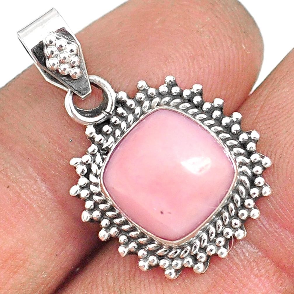4.56cts natural pink opal cushion 925 sterling silver handmade pendant r85134