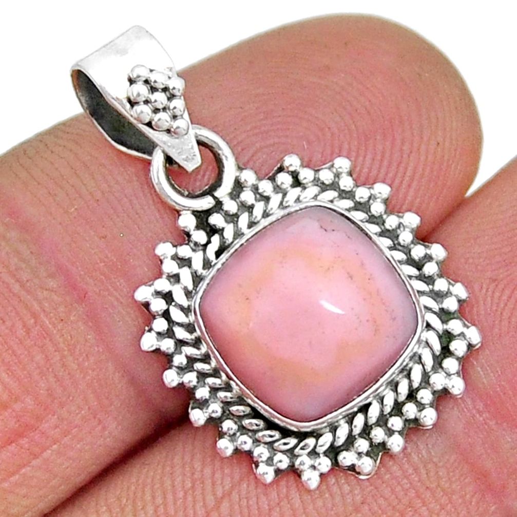 4.52cts natural pink opal cushion 925 sterling silver pendant jewelry y7209