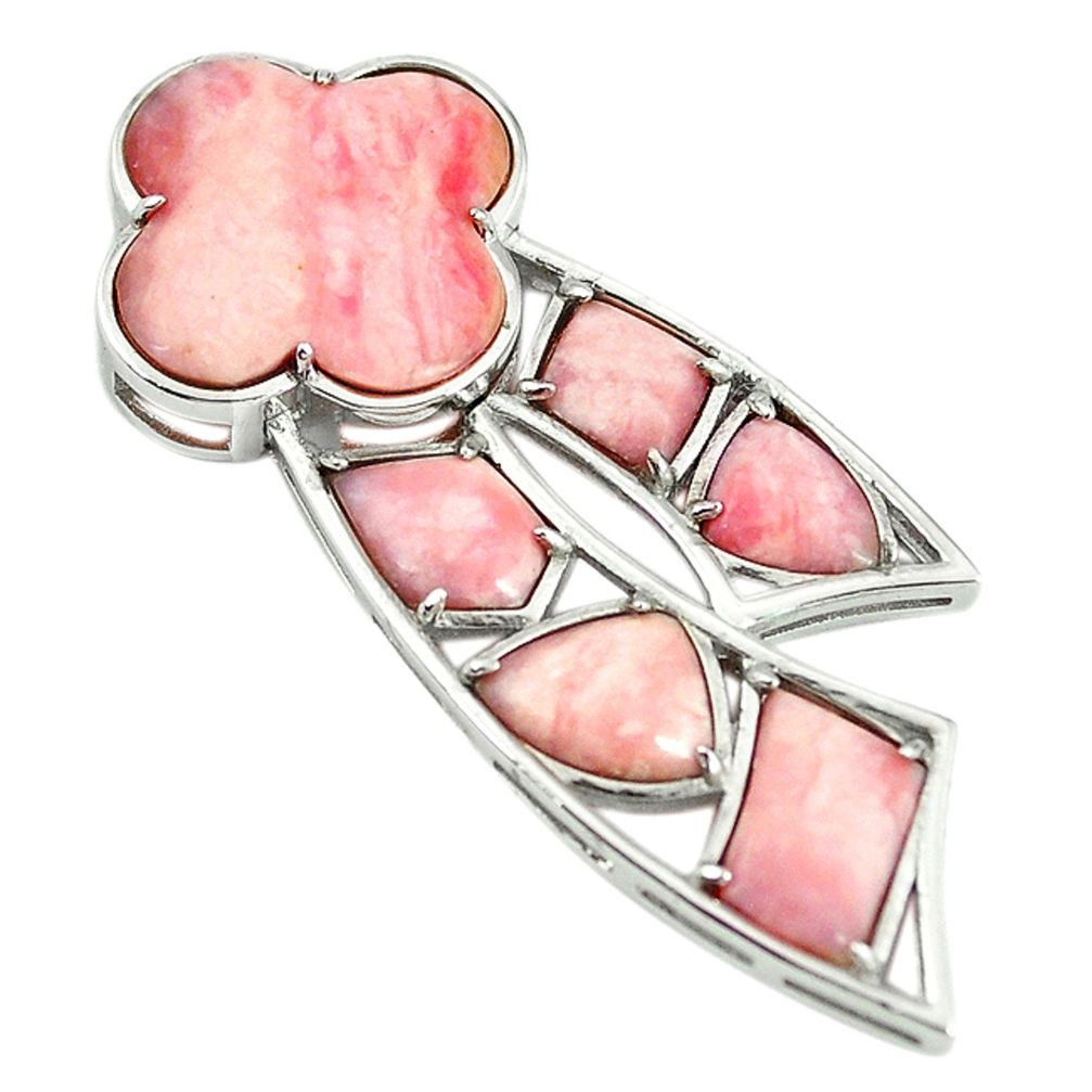 LAB Natural pink opal fancy 925 sterling silver pendant jewelry a68302 c13963