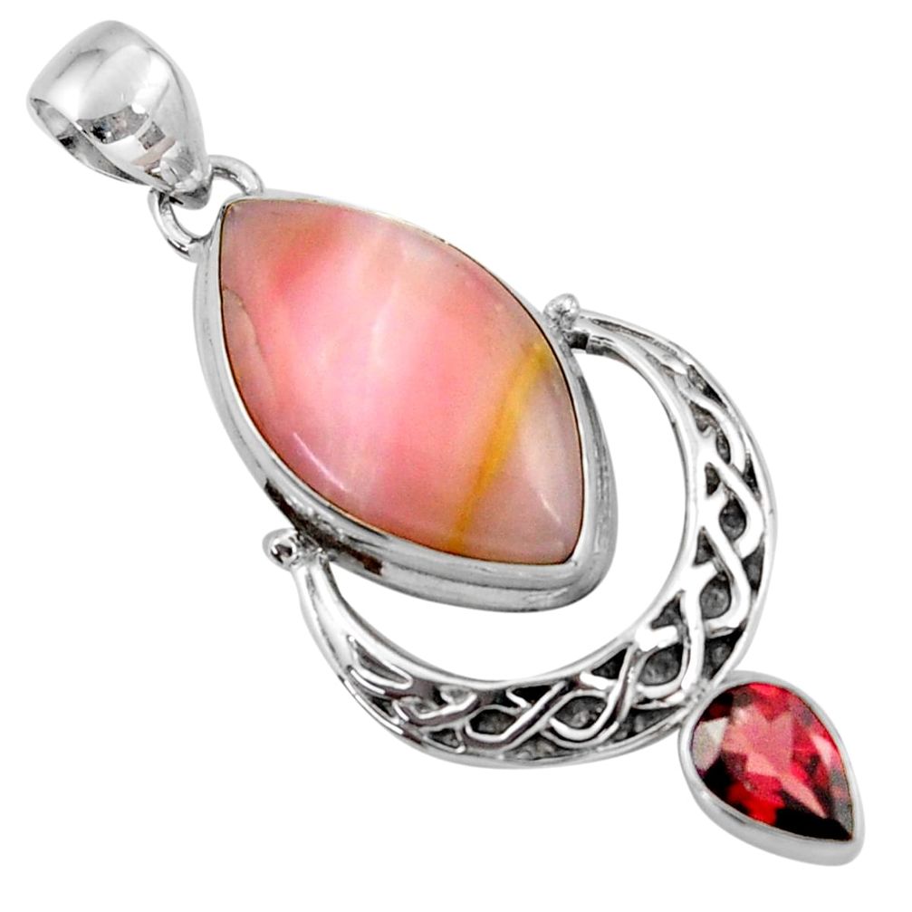 18.94cts natural pink opal garnet 925 sterling silver pendant jewelry r39137