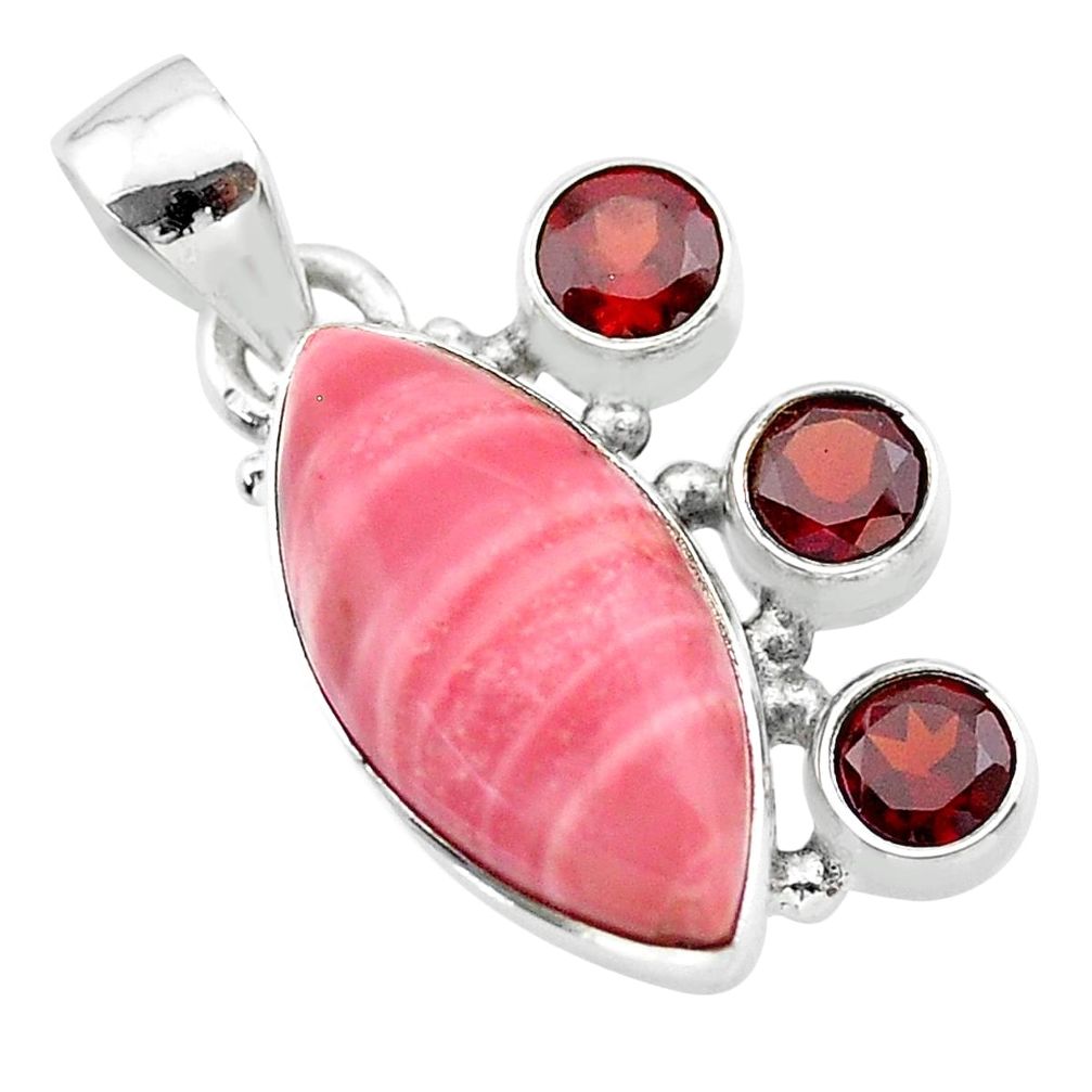 14.68cts natural pink opal garnet 925 sterling silver pendant jewelry t30402