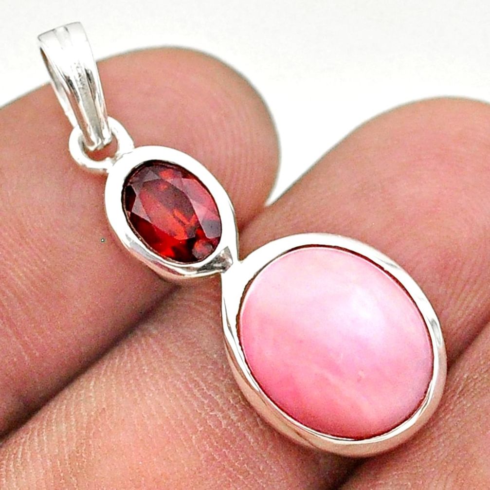 6.67cts natural pink opal garnet 925 sterling silver pendant jewelry t43101